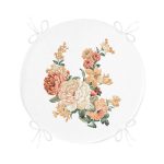 - RealHomes Yuvarlak Fermuarlı Minder - Realhomes Gül Tasarımlı Dijital Baskılı Modern Yuvarlak Fermuarlı Sandalye Minderi Realhomes