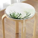 Yeşil Tropik Yaprak Motifli Dijital Baskılı Modern Yuvarlak Fermuarlı Sandalye Minderi Realhomes