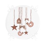 Tahta Süsler Tasarımlı Dijital Baskılı Yuvarlak Fermuarlı Sandalye Minderi Realhomes