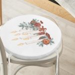 - RealHomes Yuvarlak Fermuarlı Minder - Realhomes  Çam Yapraklı Mum Tasarımlı Dijital Baskılı Modern Yuvarlak Fermuarlı Sandalye Minderi Realhomes