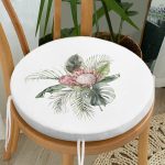 - RealHomes Yuvarlak Fermuarlı Minder - Realhomes Tropik Yaprak Tasarımlı Dijital Baskılı Yuvarlak Fermuarlı Sandalye Minderi Realhomes