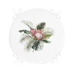 - RealHomes Yuvarlak Fermuarlı Minder - Realhomes Tropik Yaprak Tasarımlı Dijital Baskılı Yuvarlak Fermuarlı Sandalye Minderi Realhomes