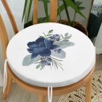 - RealHomes Yuvarlak Fermuarlı Minder - Realhomes Pastel Mavi Gül Desenli Dijital Baskılı Yuvarlak Fermuarlı Sandalye Minderi Realhomes