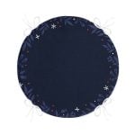 Lacivert Zeminli Çiçek Çerçeveli Dijital Baskılı Yuvarlak Fermuarlı Sandalye Minderi Realhomes