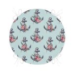 - RealHomes Yuvarlak Fermuarlı Minder - Realhomes Mint Yeşili Zemin Çapa Tasarımlı Dijital Baskılı Yuvarlak Fermuarlı Sandalye Minderi Realhomes