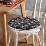 - RealHomes Yuvarlak Fermuarlı Minder - Realhomes  Siyah Zemin Çapa Motifli Dijital Baskılı Modern Yuvarlak Fermuarlı Sandalye Minderi Realhomes