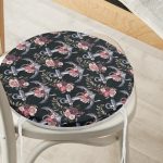 - RealHomes Yuvarlak Fermuarlı Minder - Realhomes  Siyah Zemin Çapa Motifli Dijital Baskılı Modern Yuvarlak Fermuarlı Sandalye Minderi Realhomes