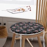 - RealHomes Yuvarlak Fermuarlı Minder - Realhomes  Siyah Zemin Çapa Motifli Dijital Baskılı Modern Yuvarlak Fermuarlı Sandalye Minderi Realhomes