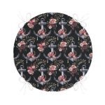 - RealHomes Yuvarlak Fermuarlı Minder - Realhomes  Siyah Zemin Çapa Motifli Dijital Baskılı Modern Yuvarlak Fermuarlı Sandalye Minderi Realhomes