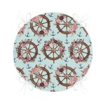 Mint Yeşili Zeminli Dümen Tasarımlı Dijital Baskılı Yuvarlak Fermuarlı Sandalye Minderi Realhomes