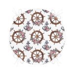 - RealHomes Yuvarlak Fermuarlı Minder - Realhomes  Beyaz Zemin Çapa & Dümen Tasarımlı Dijital Baskılı Yuvarlak Fermuarlı Sandalye Minderi Realhomes