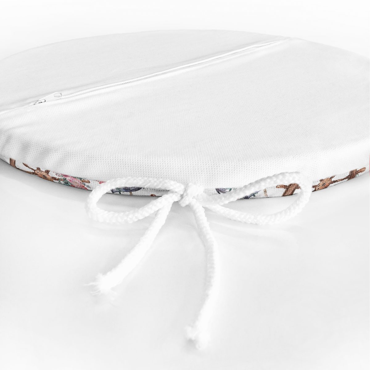 Beyaz Zemin Çapa & Dümen Tasarımlı Dijital Baskılı Yuvarlak Fermuarlı Sandalye Minderi Realhomes