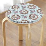 - RealHomes Yuvarlak Fermuarlı Minder - Realhomes  Mavi Çizgili Çapa & Dümen Motifli Dijital Baskılı Modern Yuvarlak Fermuarlı Sandalye Minderi Realhomes