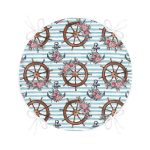 - RealHomes Yuvarlak Fermuarlı Minder - Realhomes  Mavi Çizgili Çapa & Dümen Motifli Dijital Baskılı Modern Yuvarlak Fermuarlı Sandalye Minderi Realhomes