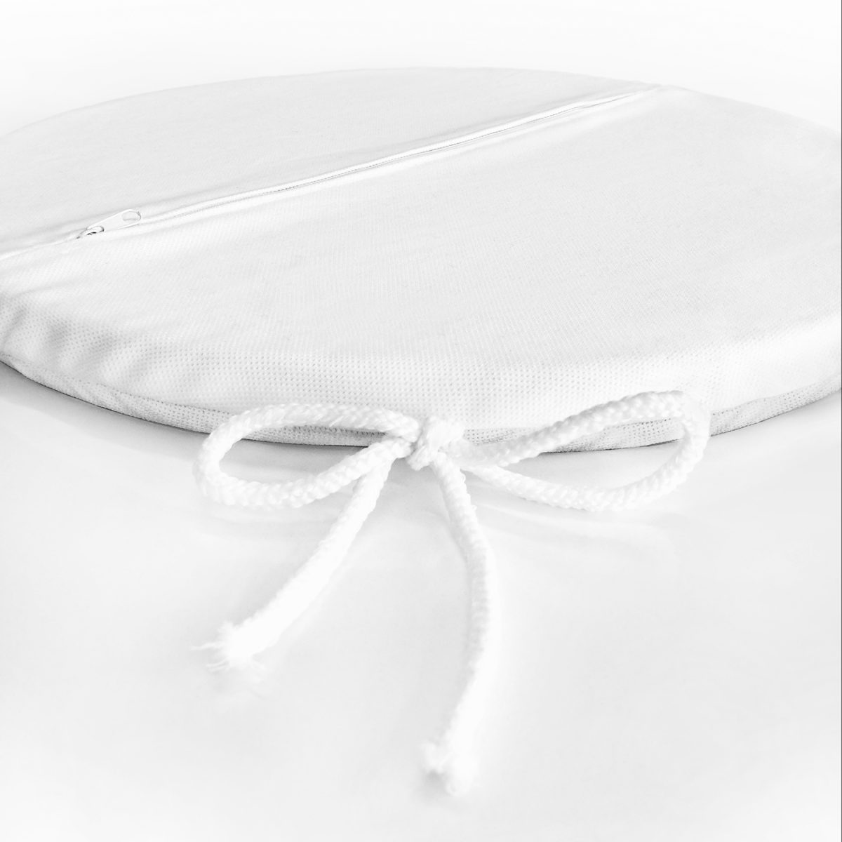Beyaz Zeminde Sade Çapa Tasarımlı Dijital Baskılı Yuvarlak Fermuarlı Sandalye Minderi Realhomes