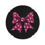 - RealHomes Yuvarlak Fermuarlı Minder - Realhomes  Siyah Zemin Pembe Kurdele Tasarımlı Dijital Baskılı Yuvarlak Fermuarlı Sandalye Minderi Realhomes