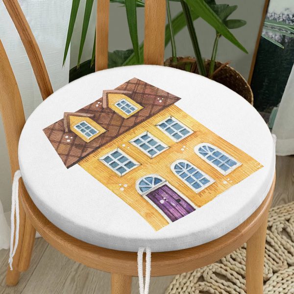 - RealHomes Yuvarlak Fermuarlı Minder - Realhomes  Eyfel Kulesi Resimli Dijital Baskılı Yuvarlak Fermuarlı Sandalye Minderi Realhomes