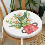 - RealHomes Yuvarlak Fermuarlı Minder - Realhomes  Pastel Renkli Çiçek Tasarımlı Dijital Baskılı Yuvarlak Fermuarlı Sandalye Minderi Realhomes