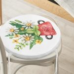 - RealHomes Yuvarlak Fermuarlı Minder - Realhomes  Pastel Renkli Çiçek Tasarımlı Dijital Baskılı Yuvarlak Fermuarlı Sandalye Minderi Realhomes