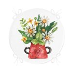 - RealHomes Yuvarlak Fermuarlı Minder - Realhomes  Pastel Renkli Çiçek Tasarımlı Dijital Baskılı Yuvarlak Fermuarlı Sandalye Minderi Realhomes