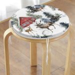 - RealHomes Yuvarlak Fermuarlı Minder - Realhomes Kar Zeminli Geyik & Çam Ağacı Tasarımlı Dijital Baskılı Yuvarlak Fermuarlı Sandalye Minderi Realhomes