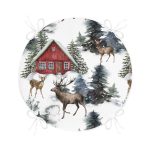 - RealHomes Yuvarlak Fermuarlı Minder - Realhomes Kar Zeminli Geyik & Çam Ağacı Tasarımlı Dijital Baskılı Yuvarlak Fermuarlı Sandalye Minderi Realhomes