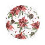 - RealHomes Yuvarlak Fermuarlı Minder - Realhomes Kırmızı Gül & Kozalak Tasarımlı Dijital Baskılı Modern Yuvarlak Fermuarlı Sandalye Minderi Realhomes