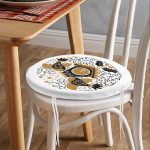 Çini Çizimli Guguklu Saat Motifli Dijital Baskılı Yuvarlak Fermuarlı Sandalye Minderi Realhomes