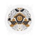 Çini Çizimli Guguklu Saat Motifli Dijital Baskılı Yuvarlak Fermuarlı Sandalye Minderi Realhomes