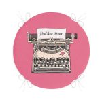 - RealHomes Yuvarlak Fermuarlı Minder - Realhomes Pembe Zemin Daktilo Tasarımlı Dijital Baskılı Modern Yuvarlak Fermuarlı Sandalye Minderi Realhomes