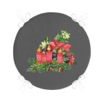 - RealHomes Yuvarlak Fermuarlı Minder - Realhomes  Gri Zemin Çam Yapraklı Mum Tasarımlı Dijital Baskılı Yuvarlak Fermuarlı Sandalye Minderi Realhomes