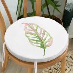 - RealHomes Yuvarlak Fermuarlı Minder - Realhomes Egzotik Yaprak Tasarımlı Dijital Baskılı Yuvarlak Fermuarlı Sandalye Minderi Realhomes