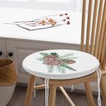 - RealHomes Yuvarlak Fermuarlı Minder - Realhomes  Kozalak Çizimli Cristmas Temalı Dijital Baskılı Yuvarlak Fermuarlı Sandalye Minderi Realhomes