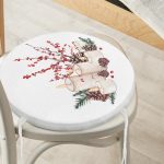 - RealHomes Yuvarlak Fermuarlı Minder - Realhomes  Mum & Kozalak Tasarımlı Christmas Temalı Dijital Baskılı Yuvarlak Fermuarlı Sandalye Minderi Realhomes