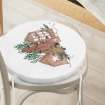 - RealHomes Yuvarlak Fermuarlı Minder - Realhomes  Ahşap Çam Ağacı Tasarımlı Dijital Baskılı Modern Yuvarlak Fermuarlı Sandalye Minderi Realhomes