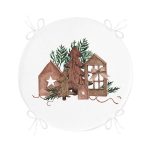 - RealHomes Yuvarlak Fermuarlı Minder - Realhomes  Ahşap Çam Ağacı Tasarımlı Dijital Baskılı Modern Yuvarlak Fermuarlı Sandalye Minderi Realhomes