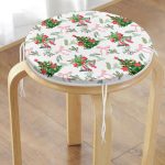 - RealHomes Yuvarlak Fermuarlı Minder - Realhomes Özel Tasarım Christmas Temalı Dijital Baskılı Yuvarlak Fermuarlı Sandalye Minderi Realhomes