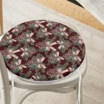 - RealHomes Yuvarlak Fermuarlı Minder - Realhomes  Kahve Zemin Kozalak Tasarımlı Dijital Baskılı Yuvarlak Fermuarlı Sandalye Minderi Realhomes