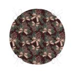 - RealHomes Yuvarlak Fermuarlı Minder - Realhomes  Kahve Zemin Kozalak Tasarımlı Dijital Baskılı Yuvarlak Fermuarlı Sandalye Minderi Realhomes