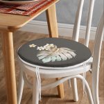 - RealHomes Yuvarlak Fermuarlı Minder - Realhomes  Egzotik Yaprak Tasarımlı Dijital Baskılı Yuvarlak Fermuarlı Sandalye Minderi Realhomes