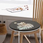 - RealHomes Yuvarlak Fermuarlı Minder - Realhomes  Egzotik Yaprak Tasarımlı Dijital Baskılı Yuvarlak Fermuarlı Sandalye Minderi Realhomes