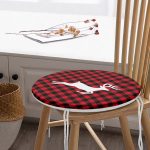 - RealHomes Yuvarlak Fermuarlı Minder - Realhomes Ekose Zemin Geyik Tasarımlı Dijital Baskılı Yuvarlak Fermuarlı Sandalye Minderi Realhomes