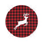 - RealHomes Yuvarlak Fermuarlı Minder - Realhomes Ekose Zemin Geyik Tasarımlı Dijital Baskılı Yuvarlak Fermuarlı Sandalye Minderi Realhomes