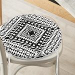 - RealHomes Yuvarlak Fermuarlı Minder - Realhomes  Siyah Beyaz İskandinav Desen Tasarımlı Dijital Baskılı Modern Yuvarlak Fermuarlı Sandalye Minderi Realhomes