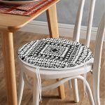 - RealHomes Yuvarlak Fermuarlı Minder - Realhomes  Siyah Beyaz İskandinav Desen Tasarımlı Dijital Baskılı Modern Yuvarlak Fermuarlı Sandalye Minderi Realhomes