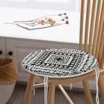 - RealHomes Yuvarlak Fermuarlı Minder - Realhomes  Siyah Beyaz İskandinav Desen Tasarımlı Dijital Baskılı Modern Yuvarlak Fermuarlı Sandalye Minderi Realhomes