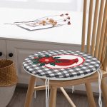 - RealHomes Yuvarlak Fermuarlı Minder - Realhomes  Gri Ekose Zemin & Kırmızı Kuş Tasarımlı Dijital Baskılı Modern Yuvarlak Fermuarlı Sandalye Minderi Realhomes