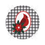 - RealHomes Yuvarlak Fermuarlı Minder - Realhomes  Gri Ekose Zemin & Kırmızı Kuş Tasarımlı Dijital Baskılı Modern Yuvarlak Fermuarlı Sandalye Minderi Realhomes