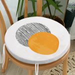 - RealHomes Yuvarlak Fermuarlı Minder - Realhomes  Sanat Güneşi Temalı Dijital Baskılı Modern Yuvarlak Fermuarlı Sandalye Minderi Realhomes