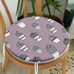 - RealHomes Yuvarlak Fermuarlı Minder - Realhomes Açık Mor Zeminli Kaktüs Tasarımlı Dijital Baskılı Modern Yuvarlak Fermuarlı Sandalye Minderi Realhomes